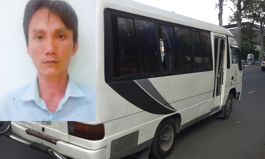 Bị can Nguyễn Văn Đáng và chiếc xe mà băng nhóm này dùng làm xe khách
