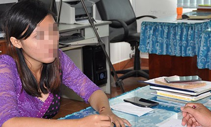 Chị Phụng trình báo tại Cơ quan Cảnh sát điều tra Công an huyện Kiên Lương