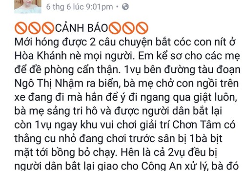 Thông tin bịa đặt về vụ bắt cóc được chia sẻ trên mạng xã hội ở Đà Nẵng những ngày qua