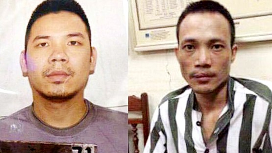 Hai đối tượng đang bị truy nã gồm Nguyễn Văn Tình (trái) và Lê Văn Thọ