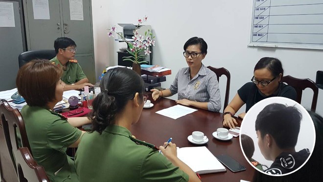 Nhà sản xuất - diễn viên Ngô Thanh Vân và sinh viên Tr tại buổi làm việc với Công an tỉnh Bà Rịa-Vũng Tàu