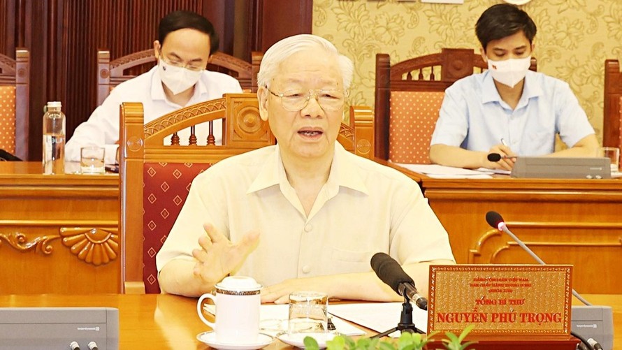 Tổng bí thư Nguyễn Phú Trọng phát biểu tại phiên họp. Ảnh TTXVN