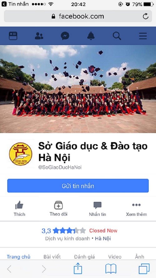 Địa chỉ FB giả mạo sở GD&ĐT Hà Nội
