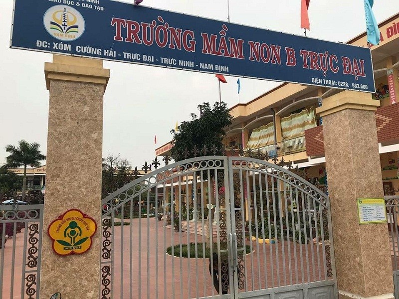 Trường Mầm non B Trực Đại, huyện Trực Ninh, Nam Định, nơi xẩy ra sự việc đáng tiếc