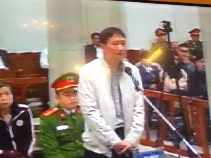 Bị cáo Trịnh Xuân Thanh tại tòa. Ảnh chụp qua màn hình.