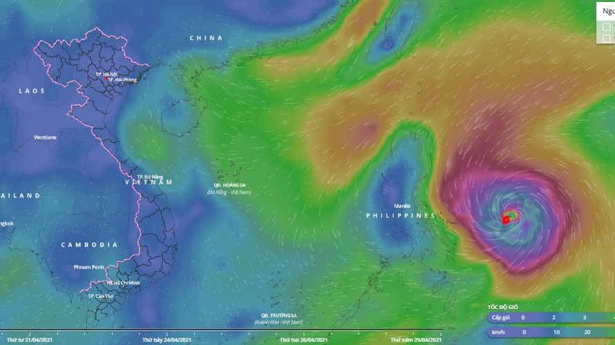 Siêu bão Surigae đang hoành hành trên vùng biển phía Đông miền Trung Philippines.