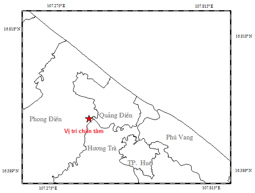 Xảy ra động đất nhẹ ở Thừa Thiên Huế