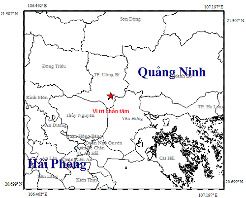 Động đất 3,2 độ richter tại thành phố Uông Bí