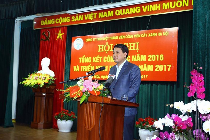 Chủ tịch UBND thành phố Hà Nội Nguyễn Đức Chung phát biểu tại hội nghị