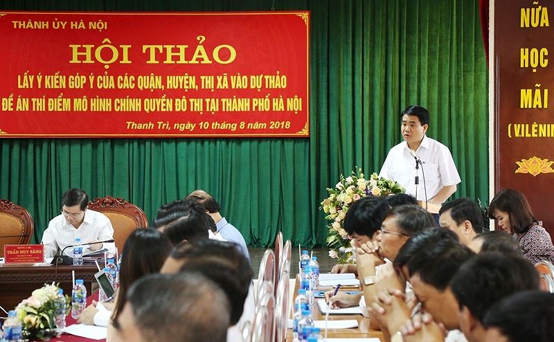 Chủ tịch UBND thành phố Hà Nội Nguyễn Đức Chung phát biểu tại hội thảo