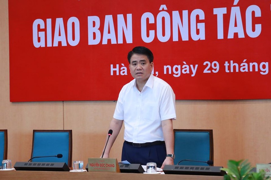 Chủ tịch UBND thành phố Hà Nội Nguyễn Đức Chung phát biểu tại hội nghị