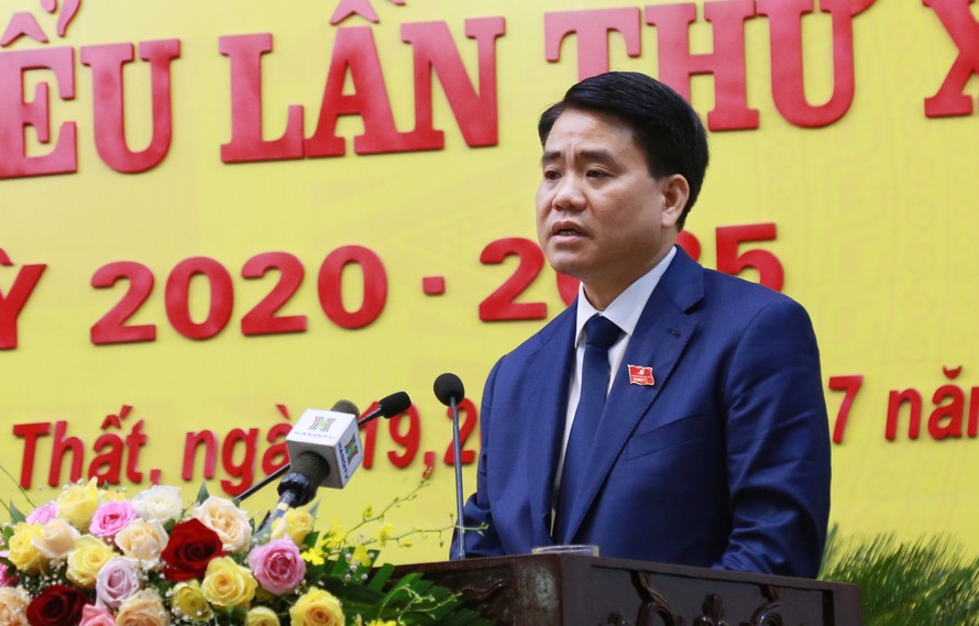 Chủ tịch UBND thành phố Hà Nội Nguyễn Đức Chung phát biểu tại ĐH