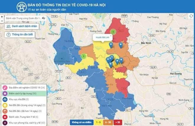 Hà Nội: Ra mắt bản đồ thể hiện thông tin dịch tễ COVID-19