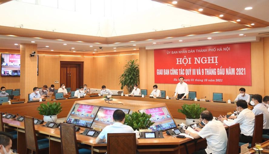 Hội nghị trực tuyến giao ban công tác quý III và 9 tháng năm 2021 của UBND thành phố Hà Nội
