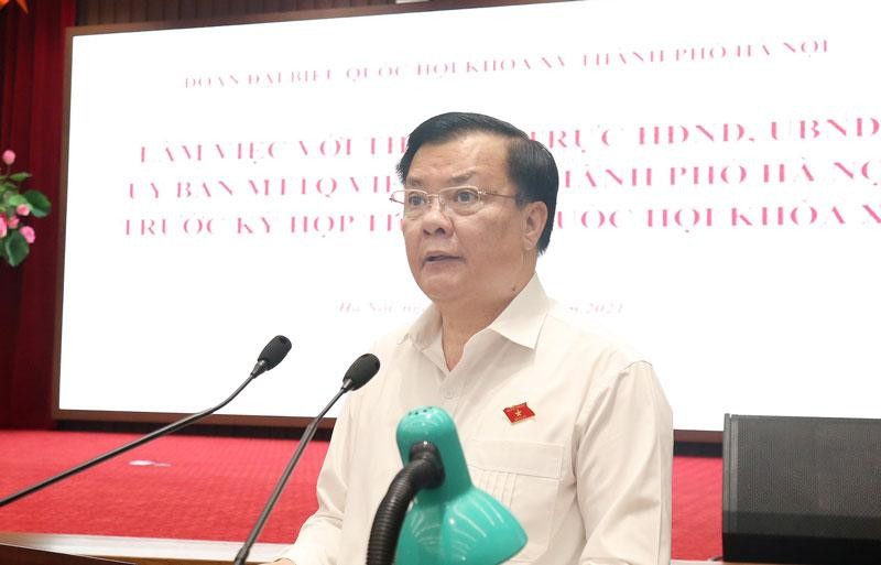Bí thư Thành uỷ Hà Nội Đinh Tiến Dũng phát biểu tại hội nghị