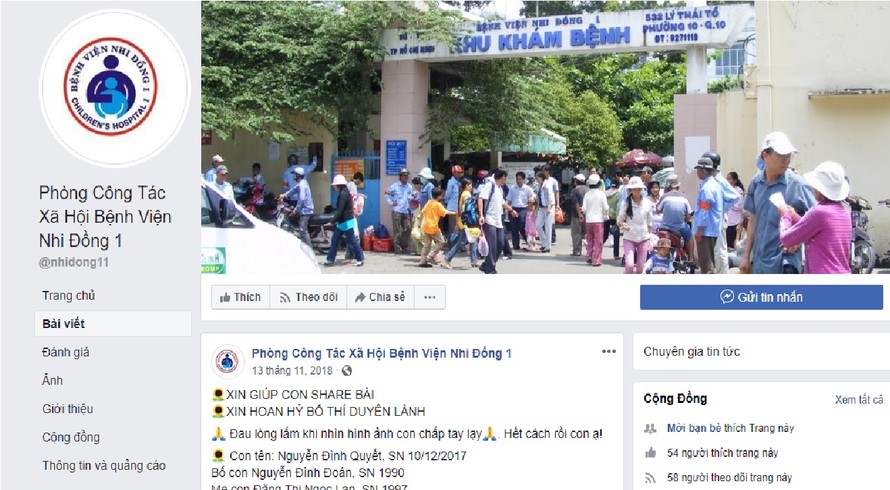 Phát hiện Facebook giả mạo phòng công tác xã hội bệnh viện để xin tiền