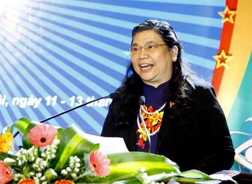 Phó Chủ tịch Quốc hội Tòng Thị Phóng phát biểu tại Đại hội (ảnh: Như Ý)