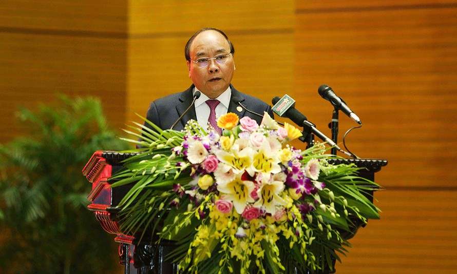 Thủ tướng Nguyễn Xuân Phúc phát biểu tại Hội nghị Quân chính toàn quân.