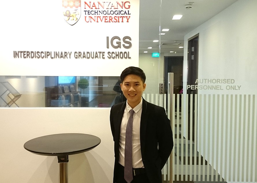 Hiện anh Tâm là trưởng nhóm của một đề tài nghiên cứu ở Đại học Công nghệ Nanyang. Ảnh: NVCC