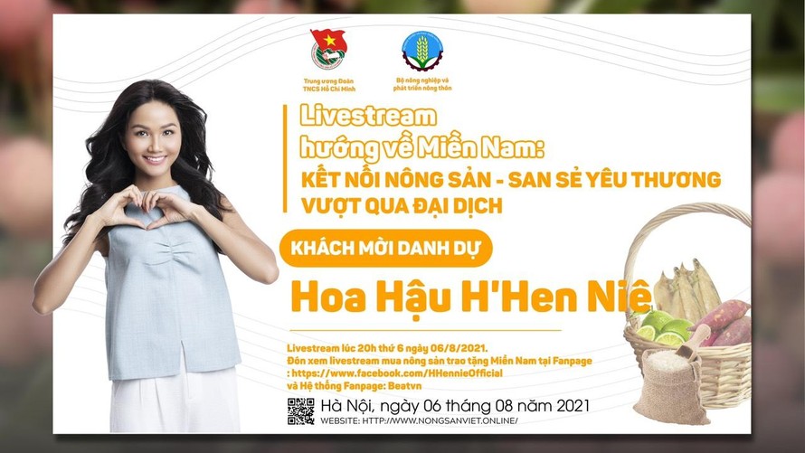 Hoa hậu H'Hen Niê livestream bán nông sản 'Hướng về miền Nam'