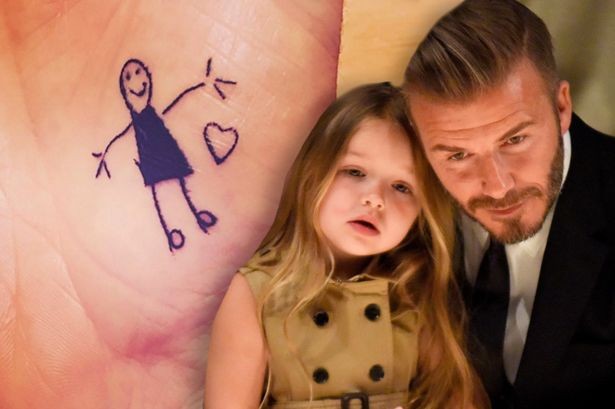 Beckham tự hào khoe hình xăm Harper thiết kế