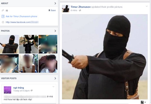 Nhiều tài khoản mạo danh thành viên IS xuất hiện trên Facebook gây xôn xao dư luận. Ảnh chụp màn hình.