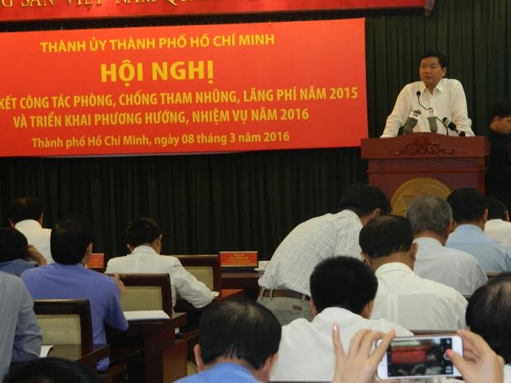 Bí thư Thành ủy TPHCM Đinh La Thăng tại hội nghị.
