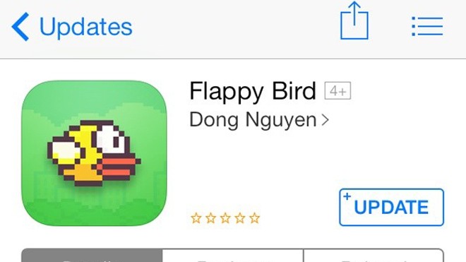 Âm thầm xuất hiệnGame Flappy Bird trên iOS.