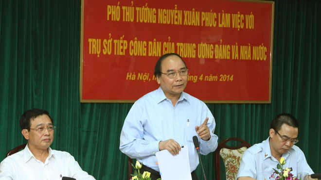 Phó Thủ tướng Nguyễn Xuân Phúc phát biểu tại buổi làm việc với Trụ sở tiếp công dân của Trung ương Đảng và Nhà nước. Ảnh: Nguyễn Dân - TTXVN.