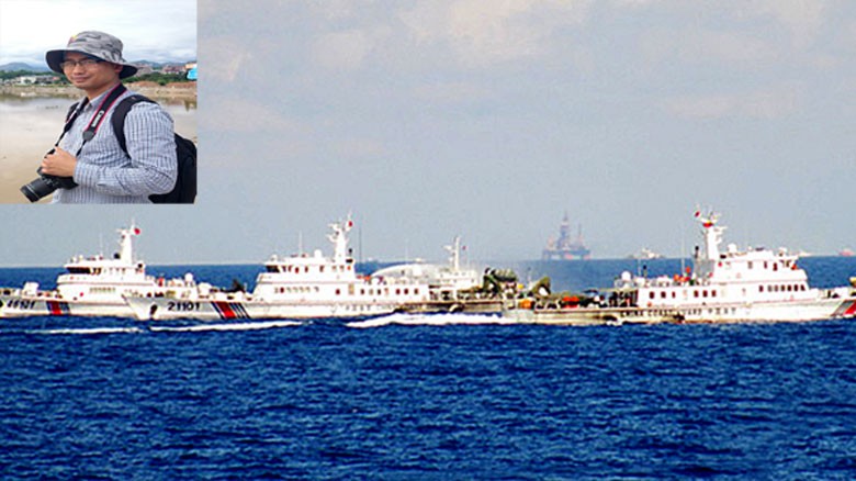 Tàu Trung Quốc dày đặc bảo vệ giàn khoan Hải Dương 981. Ảnh: Công Định.