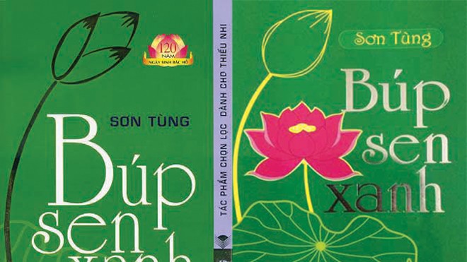 Bìa sách thật “Búp sen xanh” do NXB Kim Đồng phát hành (trái) và bìa sách in lậu 
