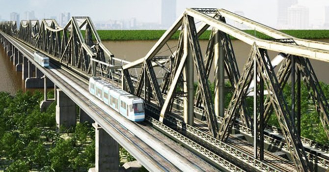 Đề xuất cầu đường sắt cách cầu Long Biên 75m