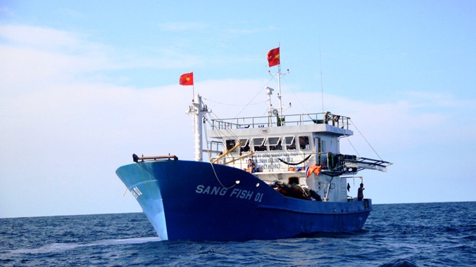 Tàu vỏ thép Sang Fish 01 trong chuyến biển thử nghiệm giữa tháng 8. Ảnh: Nguyễn Huy