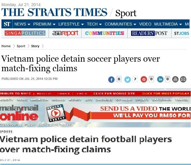 Báo nước ngoài đưa tin vụ bán độ của các cầu thủ Đồng Nai