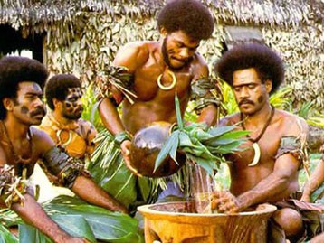 Người dân bản địa đang ép nước từ củ cây Kava. Ảnh T.G