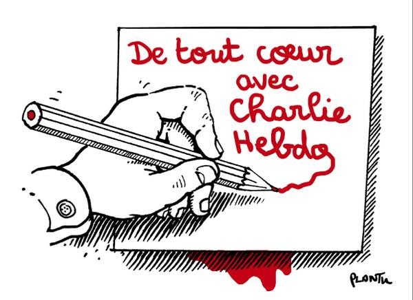 Tranh của PLANTU: Dành tất cả tấm lòng cho Charlie Hedbo.
