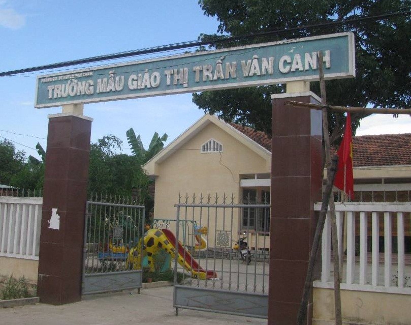 Trường mẫu giáo thị trấn Vân Canh (huyện Vân Canh, Bình Định) nơi xảy ra sự việc.