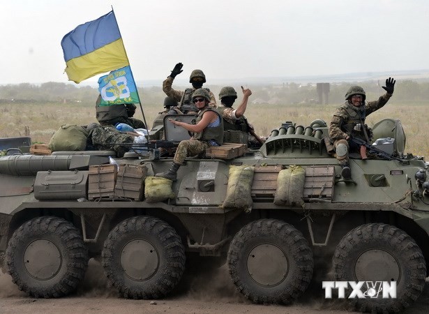 Binh sỹ Ukraine tại một vị trí đóng quân gần thành phố Slavyansk. (Nguồn: AFP/TTXVN) 