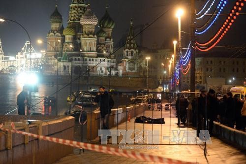Hiện trường vụ sát hại ông Boris Nemtsov. Ảnh: THX/ TTXVN