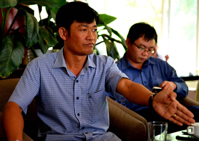 Thiếu tá Quang tại cuộc gặp mặt các nhà báo.