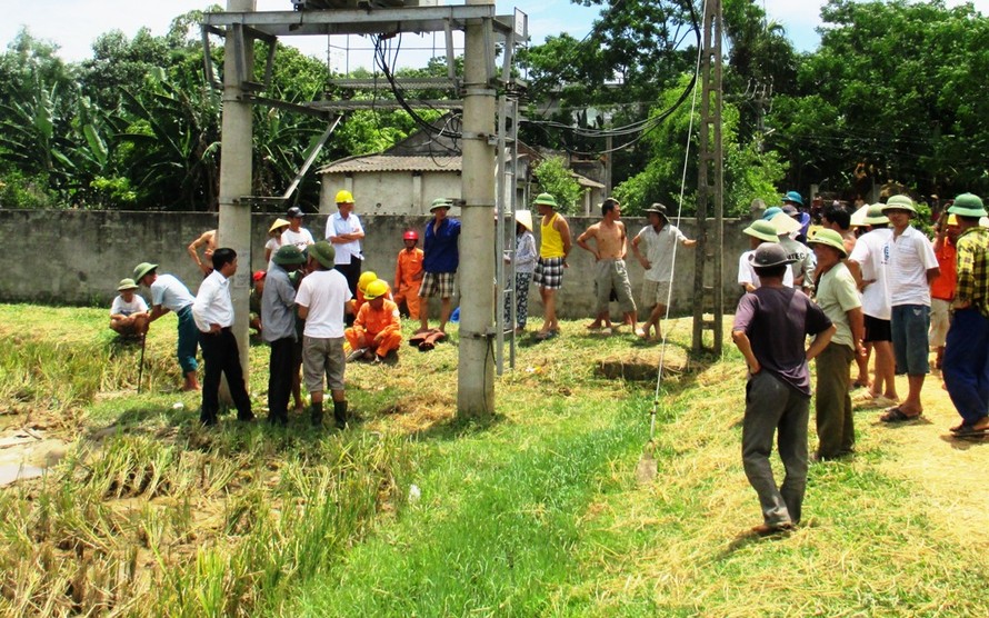 Trạm biến áp ở thôn 10, xã Hợp Thắng, huyện Triệu Sơn (Thanh Hóa)- nơi một con trâu vừa bị điện giật chết- Ảnh: Hoàng Lam