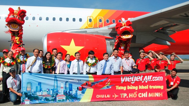 Quang cảnh khai trương đường bay giá Chu Lai – TP HCM rẻ của VietJet.