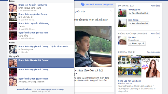 Hàng chục trang facebook giả mạo nghi can Nguyễn Hải Dương để câu view.