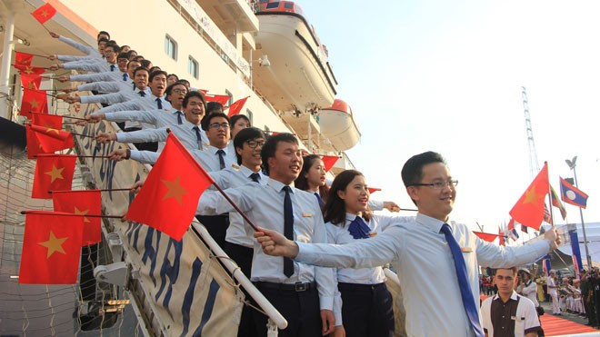 Lễ đón các đoàn đại biểu Tàu thanh niên Đông Nam Á – Nhật Bản vào năm 2015 tại TPHCM (Ảnh: Ngô Tùng) 