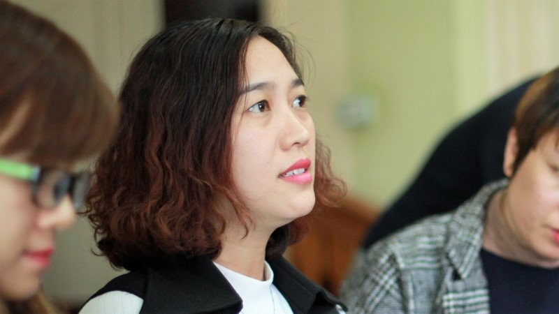 Cô Trần Thị Thu Nhung, giáo viên chủ nhiệm lớp cháu Kiên tại buổi làm việc với báo chí hôm 17/2. 