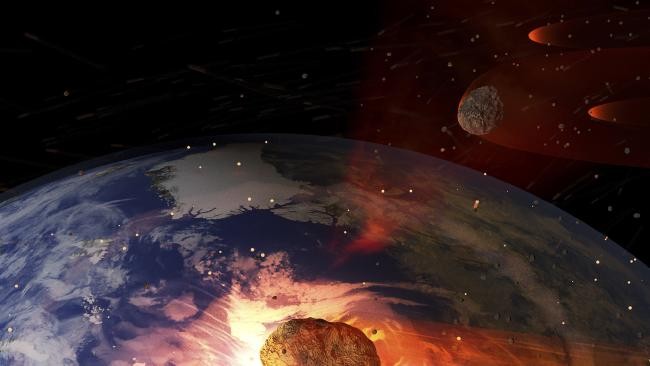 Ảnh minh hoạ tiểu hành tinh lớn tiến sát Trái đất (Ảnh: News.com.au)