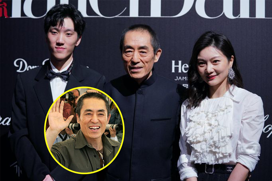 Đạo diễn Trương Nghệ Mưu hiếm hoi xuất hiện bên vợ kém 31 tuổi và con trai lớn