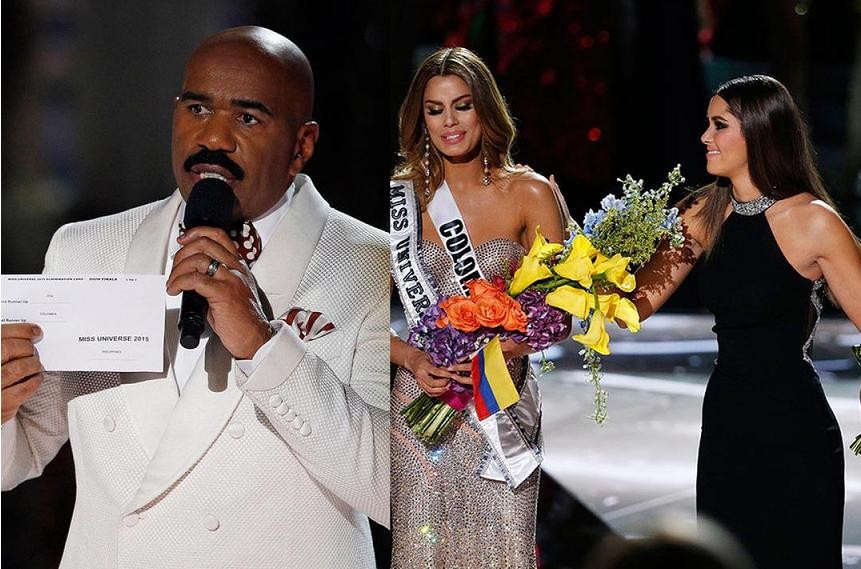 Nam diễn viên kiêm người dẫn chương trình Steve Harvey đã gây ra sai lầm 'để đời' trong đêm chung kết Miss Universe.