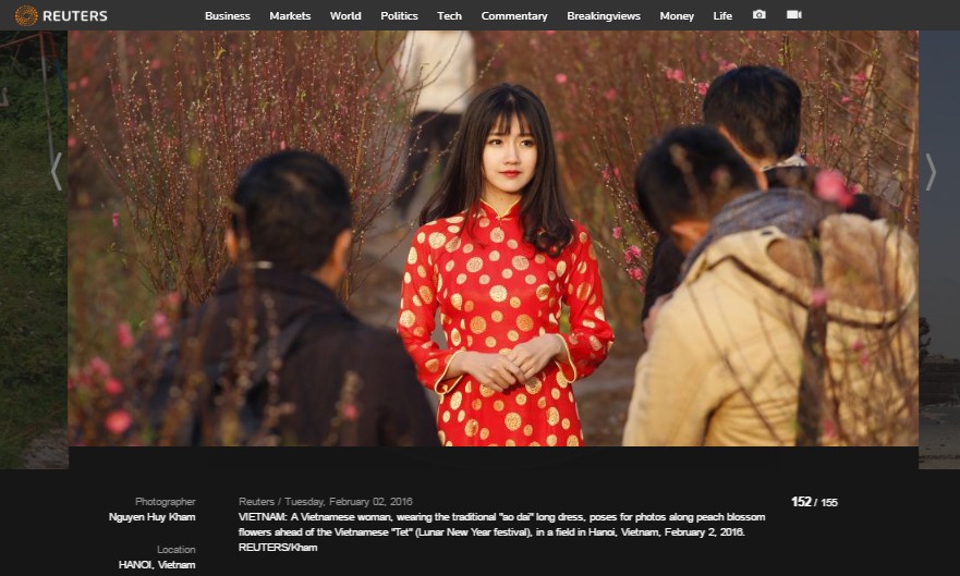 Hình ảnh của Kiều Trinh xuất hiện trên Reuters.