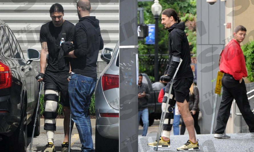 Ibrahimovic đi lại rất khó khăn trên đường phố Pittsburgh.